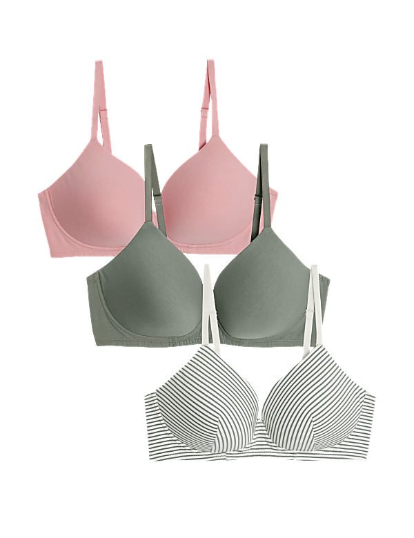 3pk Cotton Rich Non Wired T-Shirt Bras (A-E)