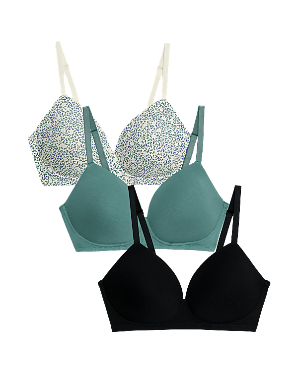 3pk Cotton Rich Non Wired T-Shirt Bras (A-E)