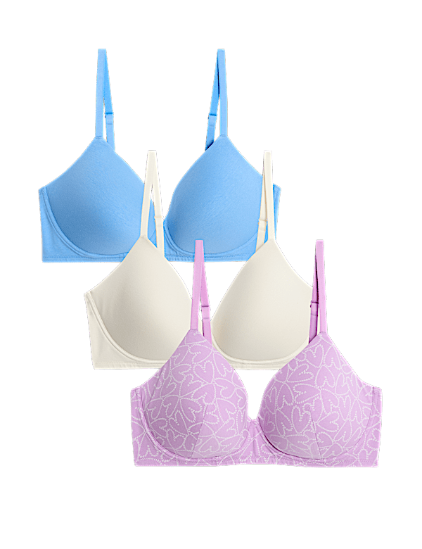 3pk Cotton Rich Non Wired T-Shirt Bras (A-E)
