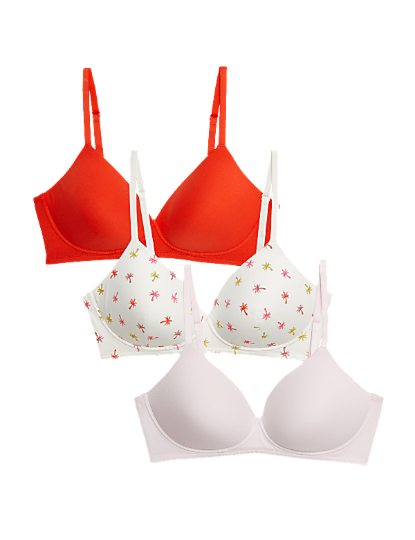 3pk Cotton Rich Non Wired T-Shirt Bras (A-E)