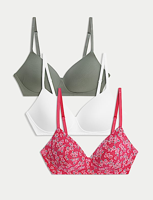 3pk Cotton Rich Non Wired T-Shirt Bras (A-E)