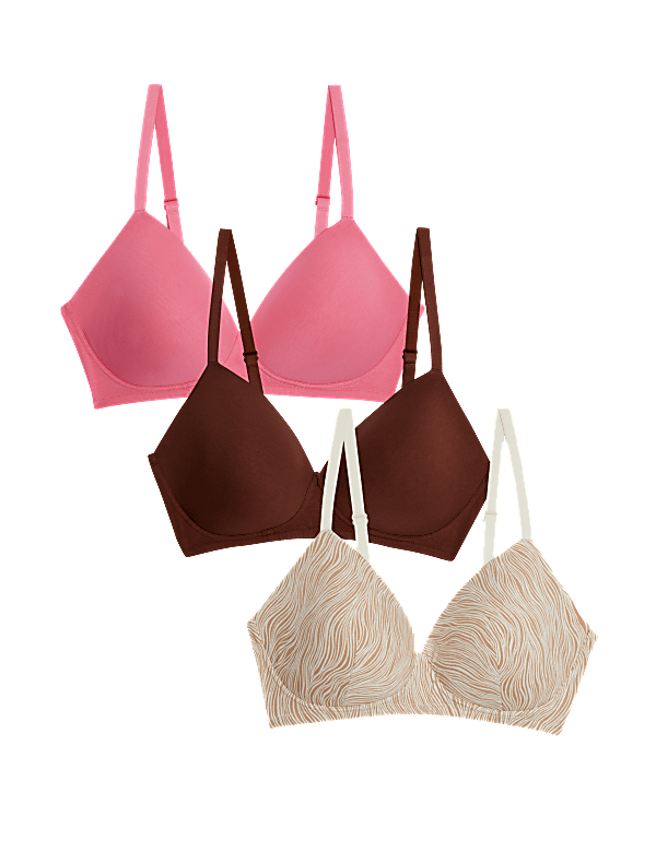 3pk Cotton Rich Non Wired T-Shirt Bras (A-E)