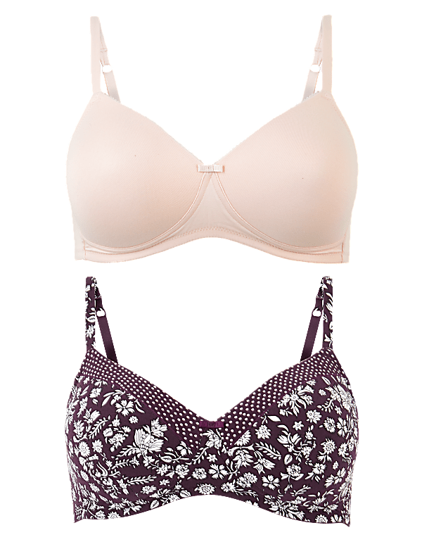 2 Pack Printed Full Cup Bras A-DD