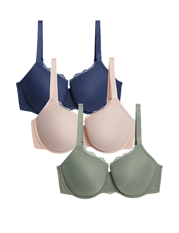 3pk Wired Full Cup Bras F-H