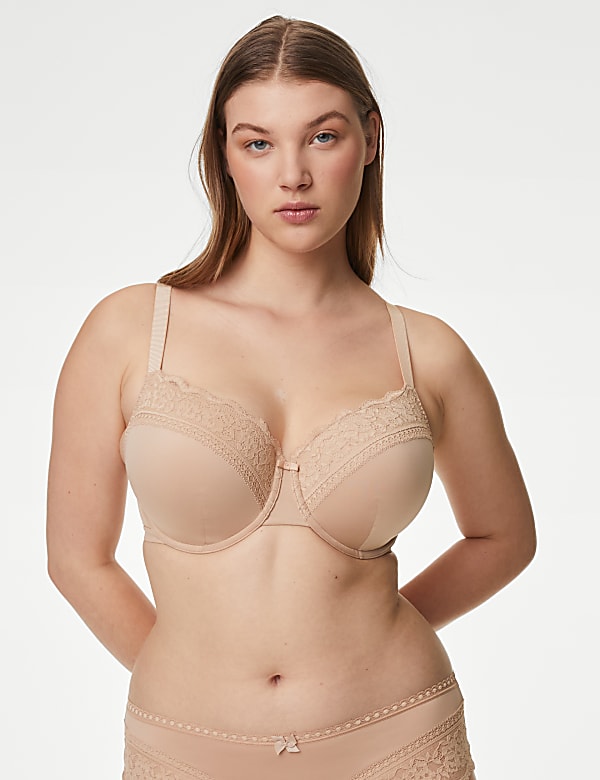 Lace Trim Wired Full Cup Bra (F+) - AT