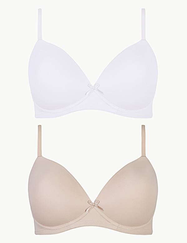 2 Pack Non-Wired Full Cup T-Shirt Bras AA-E