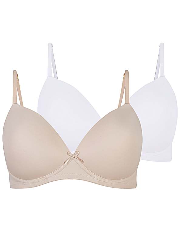 2 Pack Non-Wired Full Cup T-Shirt Bras AA-E