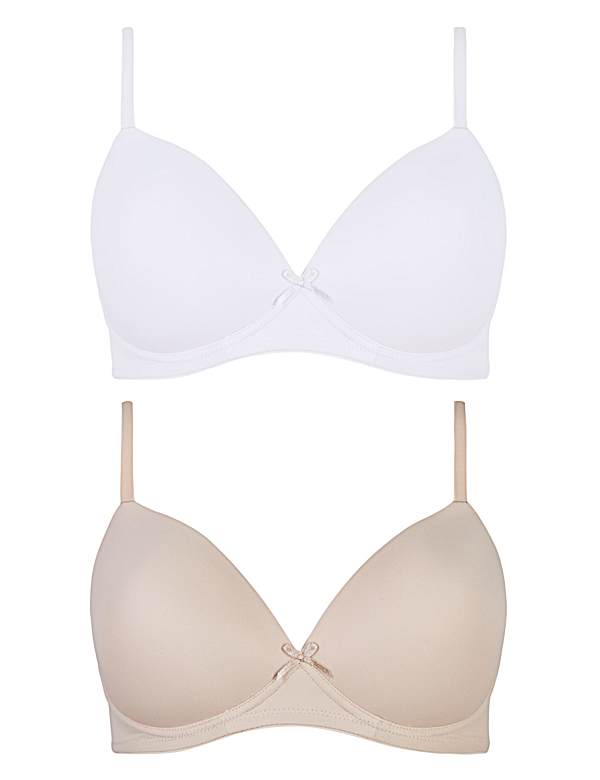 2 Pack Non-Wired Full Cup T-Shirt Bras AA-E