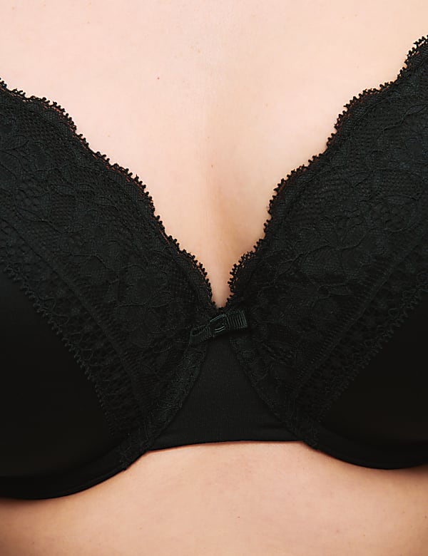 Soutien-gorge plongeant à armatures et bordures en dentelle (bonnets F à H) - CH