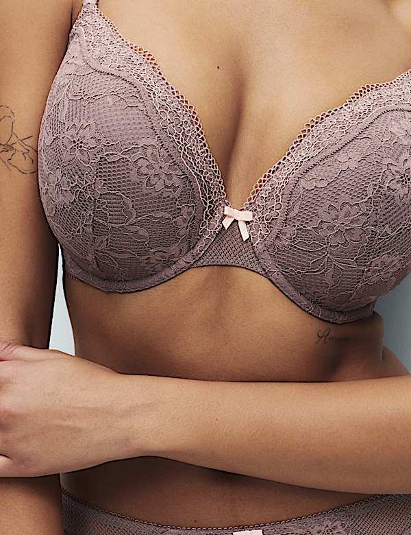 Jasmine Lace Wired Plunge Bra F-H