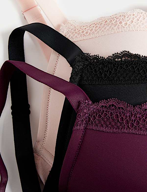 3pk Padded Wired Plunge Bras F-H