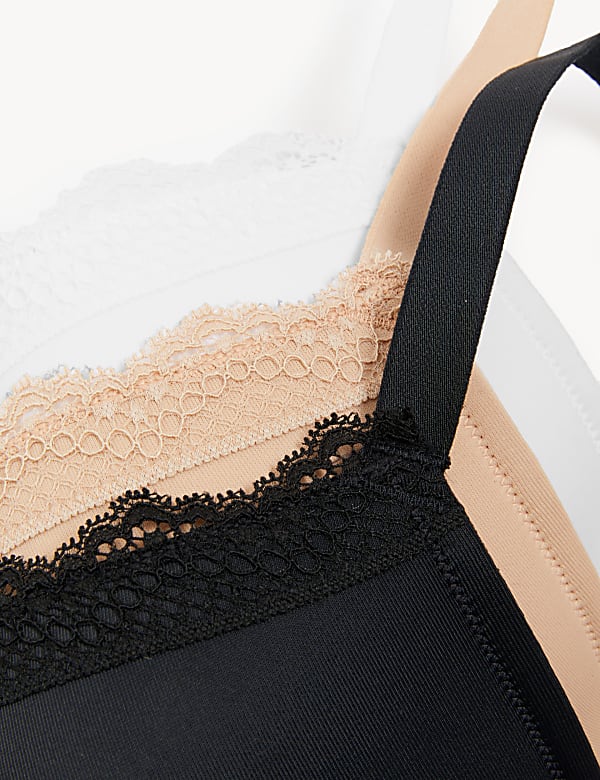 3pk Padded Wired Plunge Bras F-H
