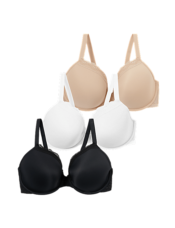 3pk Padded Wired Plunge Bras F-H