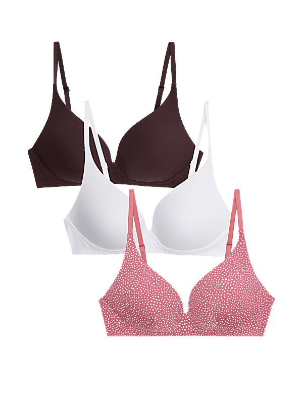 3pk Cotton Rich Non Wired T-Shirt Bras