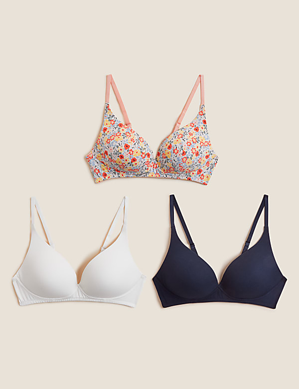 3pk Cotton Rich Non Wired T-Shirt Bras