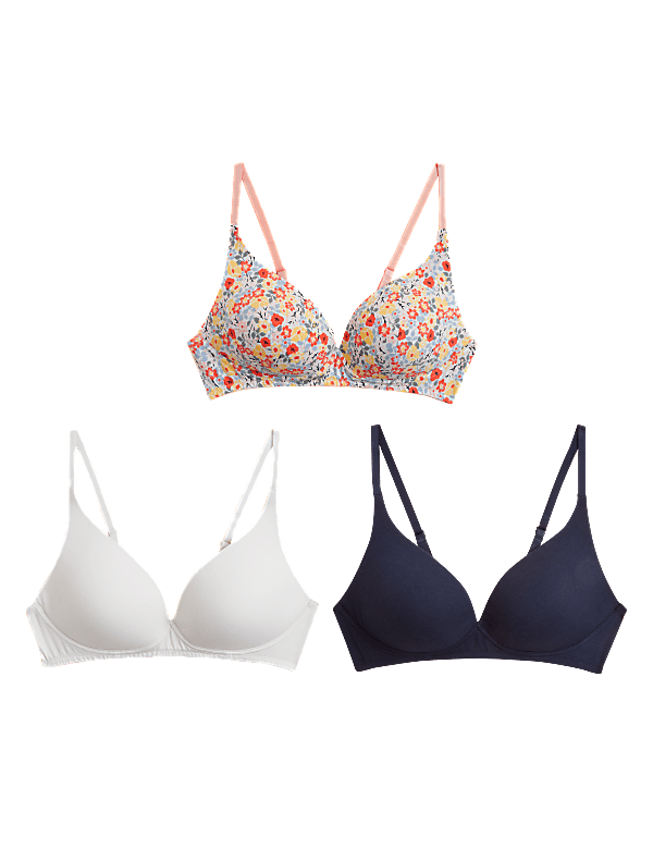 3pk Cotton Rich Non Wired T-Shirt Bras
