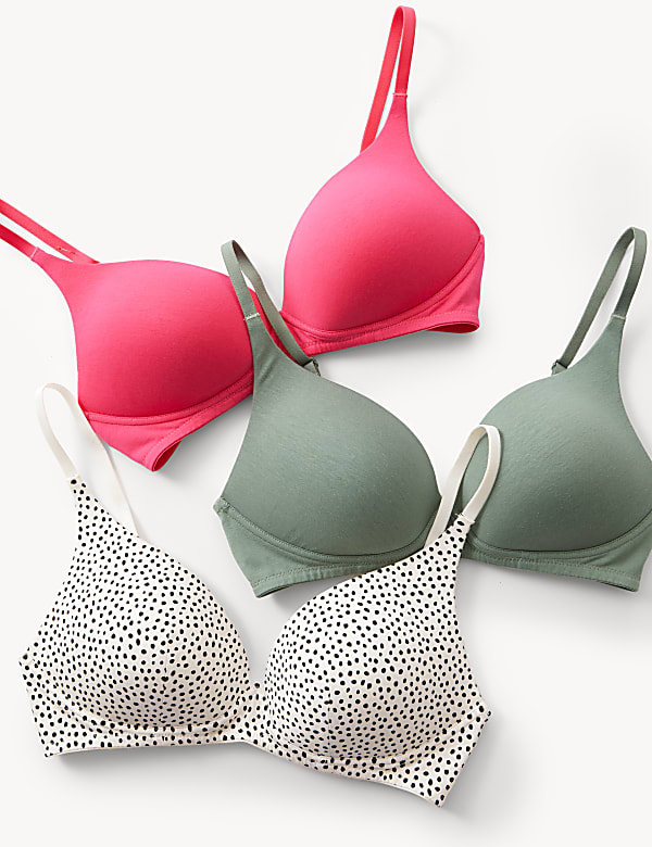 3pk Cotton Rich Non Wired T-Shirt Bras
