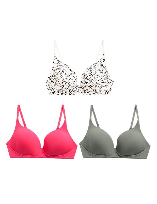 3pk Cotton Rich Non Wired T-Shirt Bras