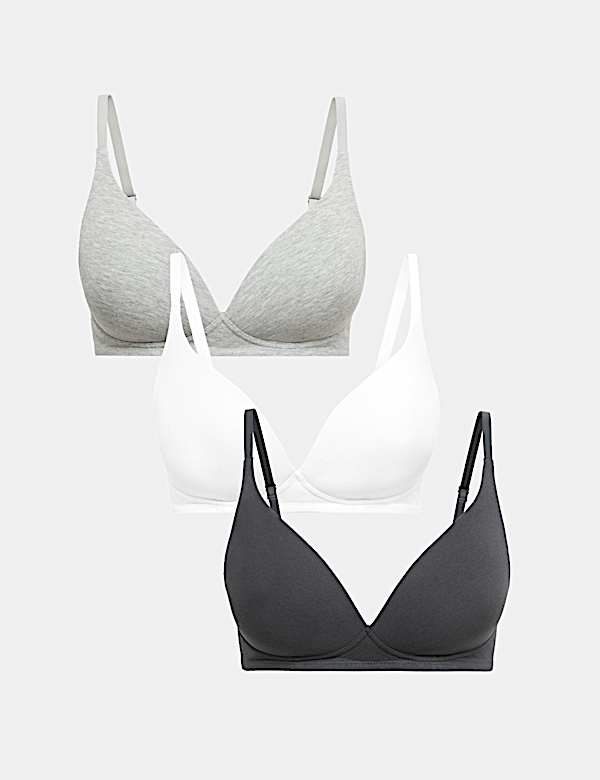 3pk Non Wired Plunge T-Shirt Bras A-E