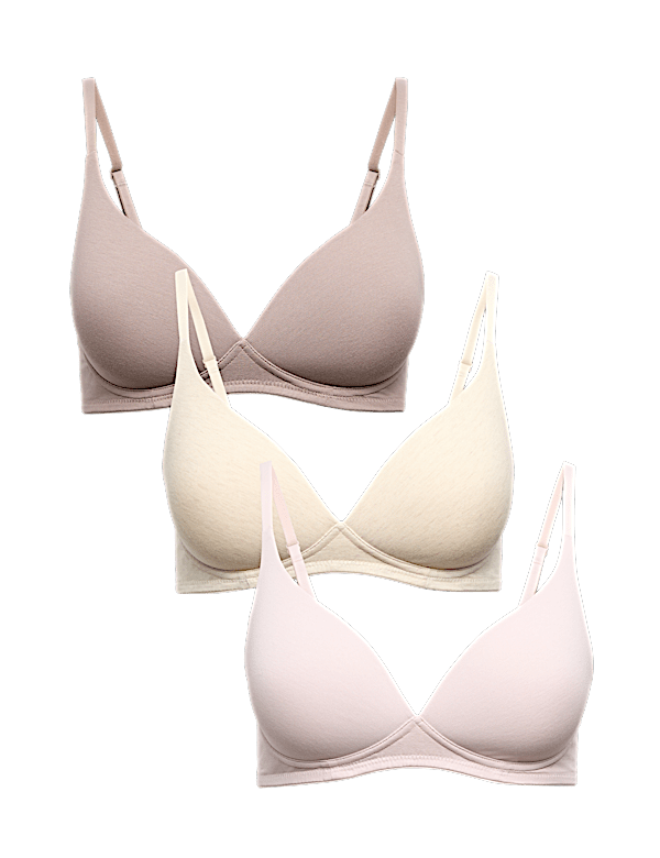 3pk Non Wired Plunge T-Shirt Bras A-E