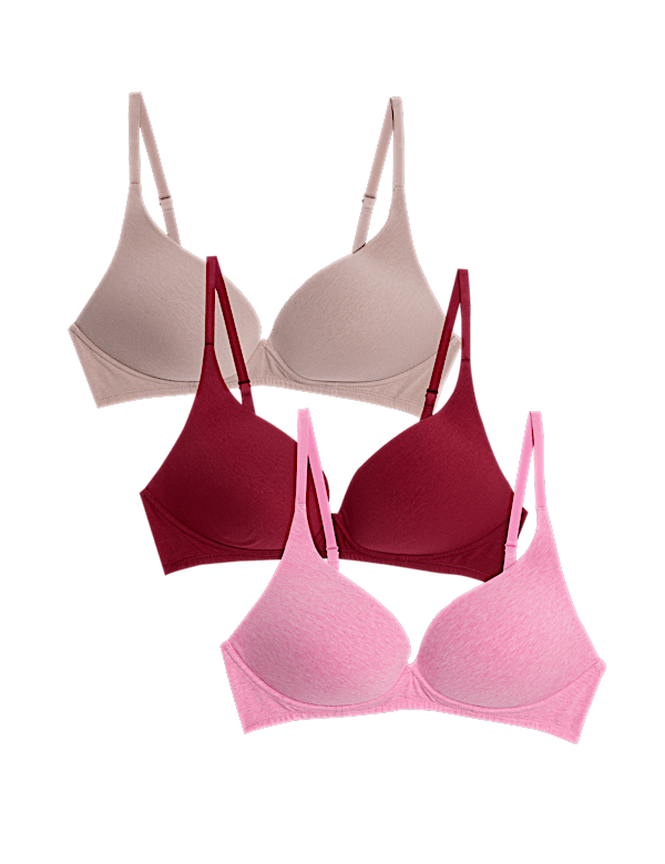3pk Non Wired Plunge T-Shirt Bras A-E