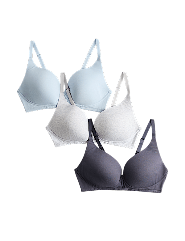 3pk Non Wired Plunge T-Shirt Bras A-E