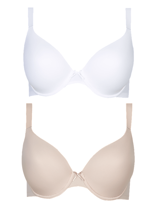 2 Pack Underwired Plunge T-Shirt Bras DD-G