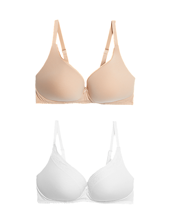 2 Pack Cotton Plain Sweetheart Neck Bra