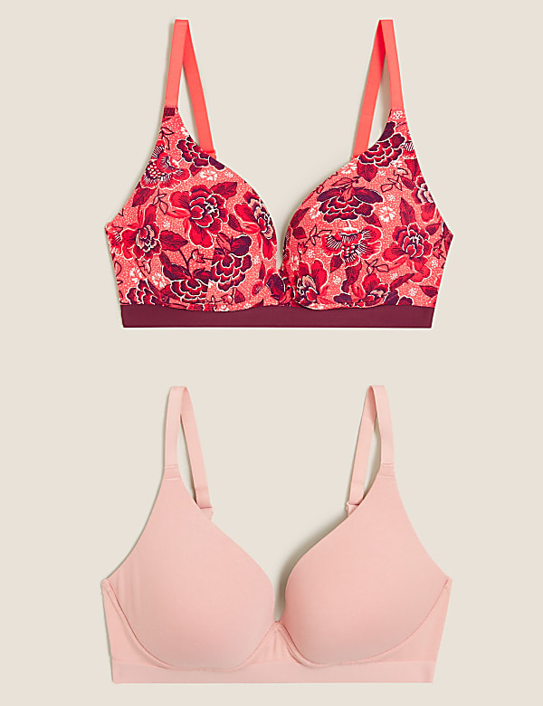 2pk Cotton Non Wired Plunge Bras