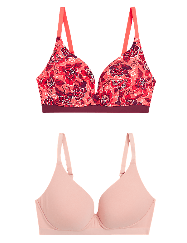 2pk Cotton Non Wired Plunge Bras
