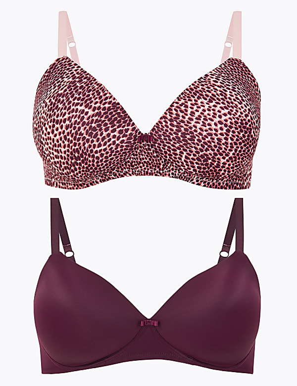 2 Pack Non-Wired Padded Full Cup Bras A-DD
