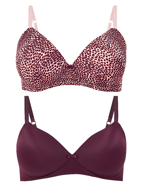 2 Pack Non-Wired Padded Full Cup Bras A-DD