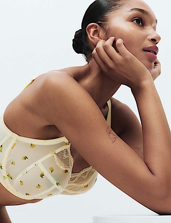 Printed Mesh Wired Extra Support Bra (F+) - MX