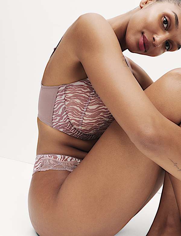 Printed Mesh Wired Extra Support Bra (F+) - BG