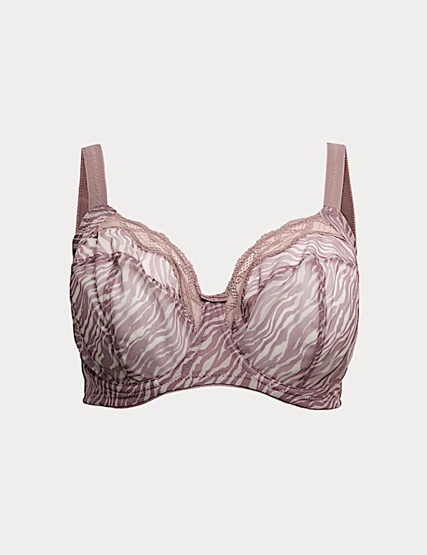 Printed Mesh Wired Extra Support Bra (F+) - BG