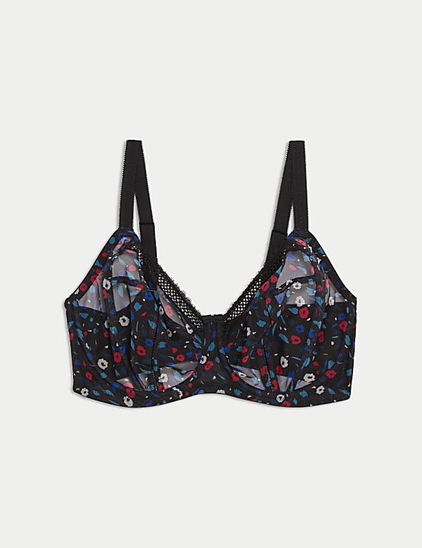 Mesh Wired Extra Support Bra F-J - GR