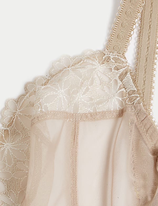Daisy Embroidery Wired Plunge Bra F-H