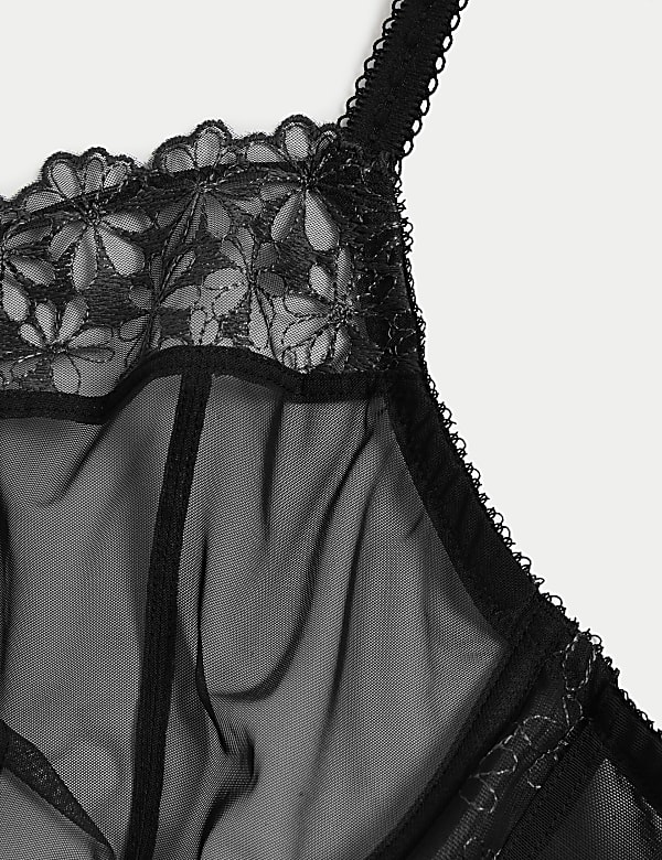 Daisy Embroidery Wired Plunge Bra F-H