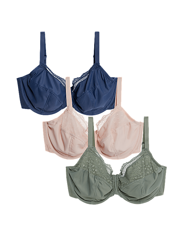 3pk Wired Full Cup Bras F-H
