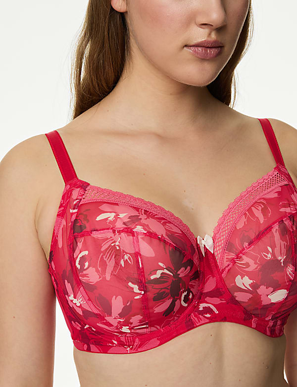 Printed Mesh Wired Extra Support Bra F-J