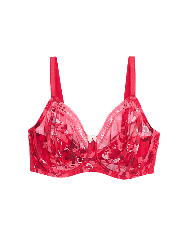 Printed Mesh Wired Extra Support Bra F-J