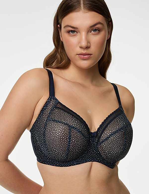 Printed Mesh Wired Extra Support Bra F-J - DK