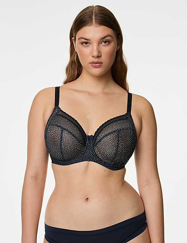 Printed Mesh Wired Extra Support Bra F-J