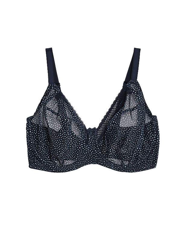Printed Mesh Wired Extra Support Bra F-J