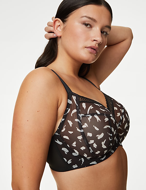 Printed Mesh Wired Extra Support Bra F-J