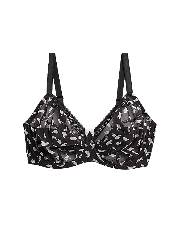 Printed Mesh Wired Extra Support Bra F-J