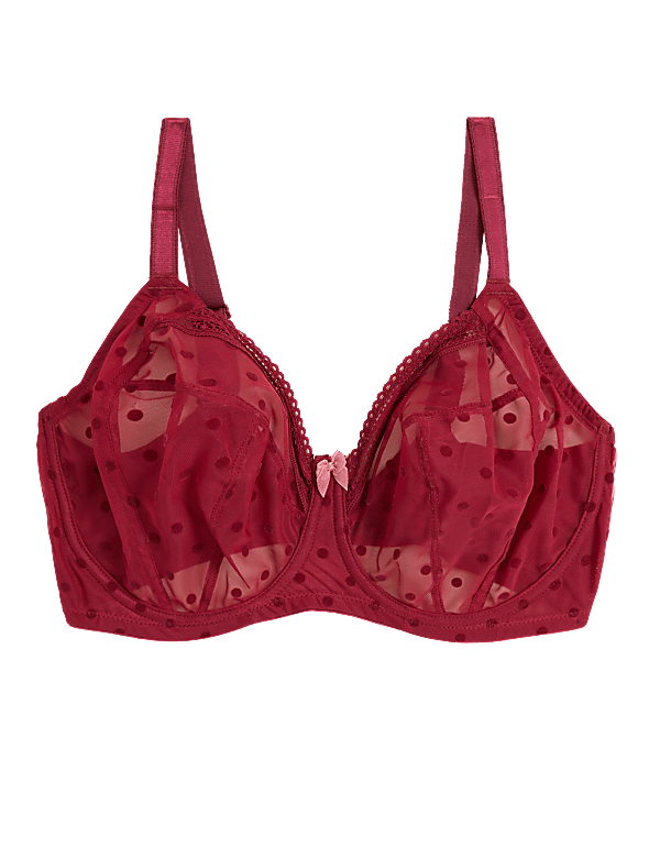 Spot Mesh Wired Extra Support Bra F-J