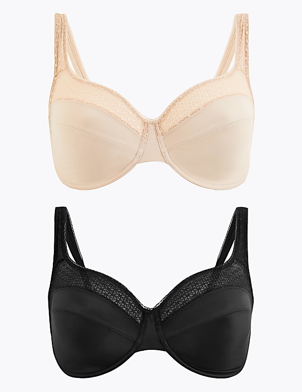 2pk Geometric Lace Minimiser Full Cup Bras