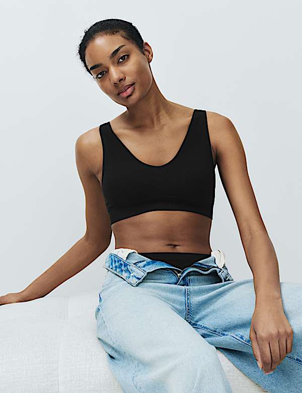 3 Pack Seamless V-Neck Crop Tops - IS