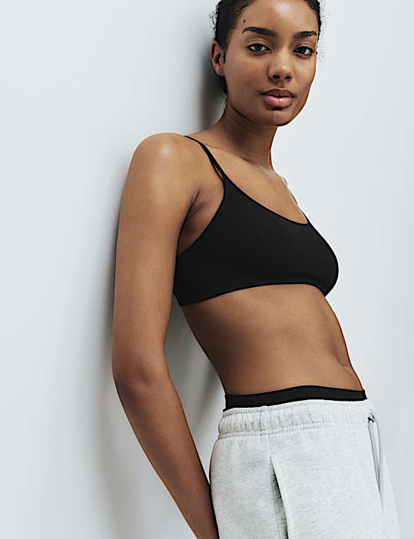 3 Pack Microfibre Seamless Non Wired Crop Tops - IL